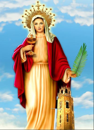 Bella obra artística que representa a Santa Bárbara Bella pintura que representa la imagen de Santa Bárbara