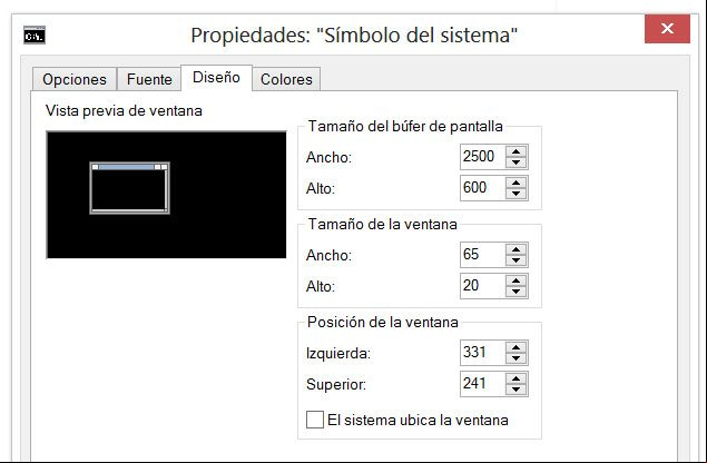 Configurar el diseño de la consola de CMD o Símbolo del sistema Configurar el diseño de la consola de CMD o Símbolo del sistema