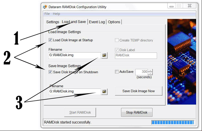 Como guardar los datos de RAMDISK