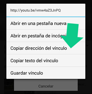 Copiar direccion de un video en YouTube