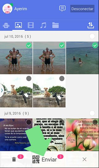 Seleccionar y enviar tres fotos a otro teléfono usando Zapia Seleccionar y enviar tres fotos a otro teléfono usando Zapia