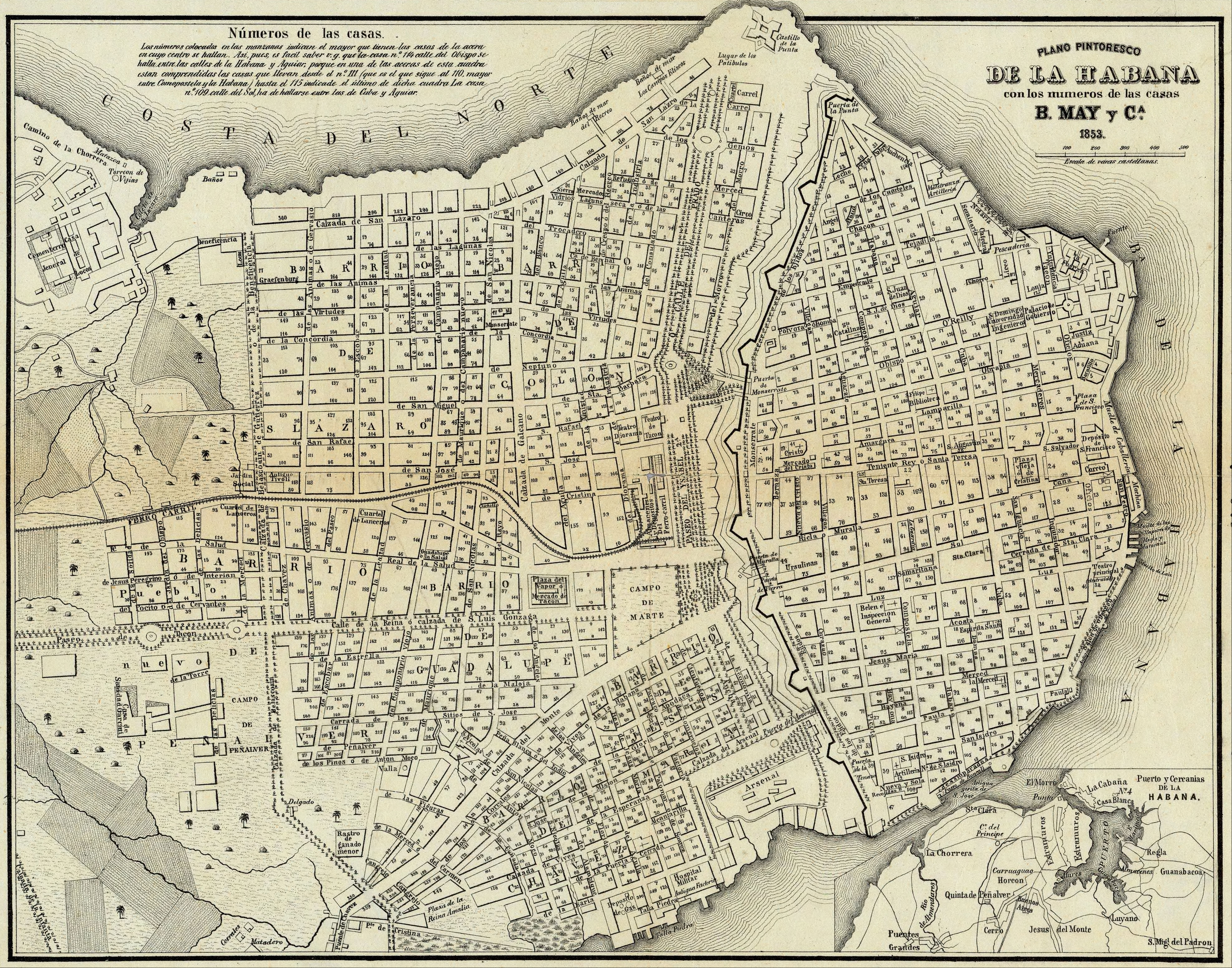 Mapa Pintoresco de la Habana en el año 1853 Mapa Pintoresco de la Habana en el año 1853