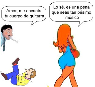 Amor, me encanta tu cuerpo de guitarra. Lo sé, es una pena que seas tan pésimo músico