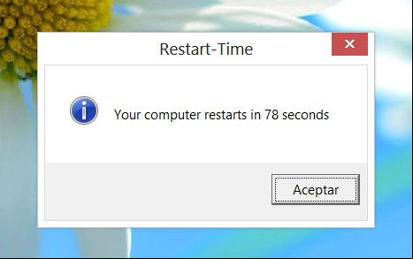 Resultado de la medición del tiempo de reinicio de la PC
