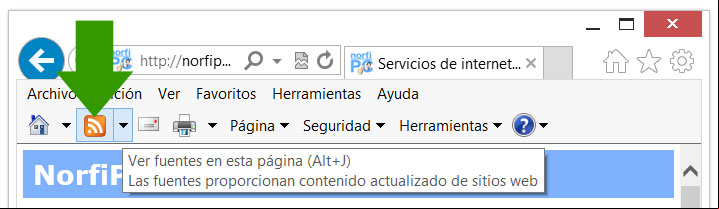 Icono en el navegador que indica el feed de noticias del sitio NorfiPC