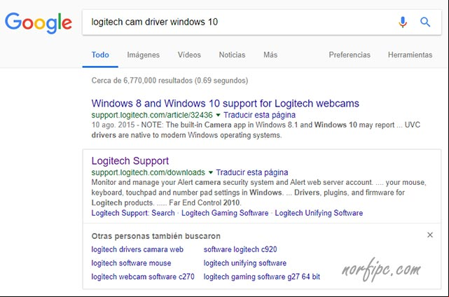 Buscar con Google controlador para una webcam Logitech Buscar con Google controlador para una webcam Logitech