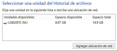 Seleccionar unidad para el Historial de archivos